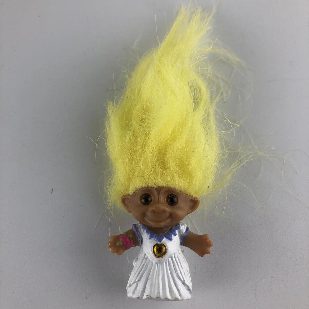 Vintage Troll Girl Doll Yellow Hair 1 1/2" Figure ACME NOVELTY 1992